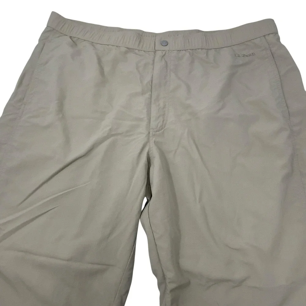 LL Bean Mens Nylon Tan Hiking Pants 0FVL4 Ankle Zip Outdoor‎ XXL 2XL Drawstring
